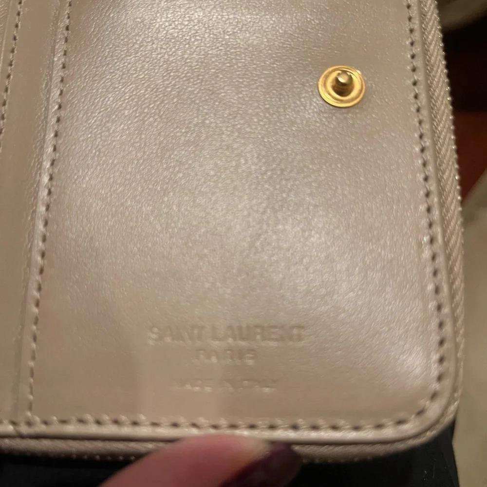 Saint Laurent Quilted Leather Zip Wallet in Blush Pink